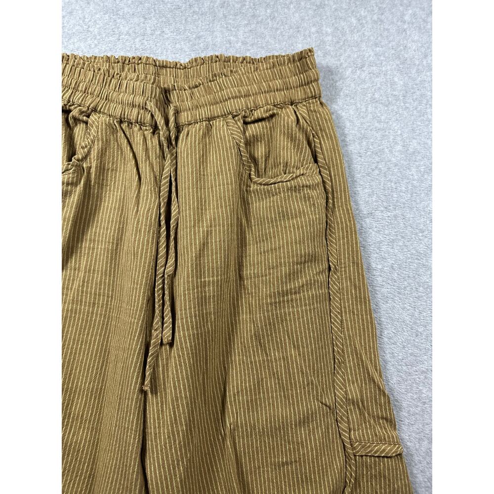 Free People Outta Sight Parachute Pants Medium Brown/Cream Striped Drawstring - Picture 3 of 8